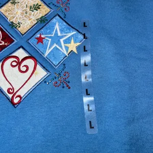 New Vintage M&C Sportswear Womens Size Large Blue Sweatshirt Patriotic Patchwork thumbnail 12
