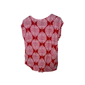 Joie Womens Red White Palm Leaf Print 100% Linen Scoop Neck Cap Sleeve‎ Top M thumbnail 4