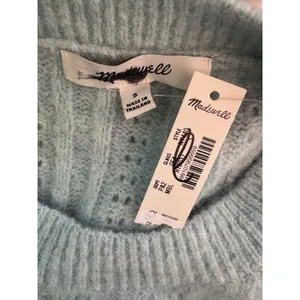 NWT Madewell Cloudsoft Short Sleeve Sweater Tee Mint Blue Small Pointelle Wool thumbnail 7