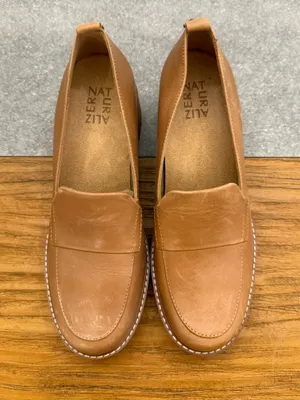 Naturalizer Darry Lug Sole Platform Loafers Tan Cognac Leather Size 7 thumbnail 5