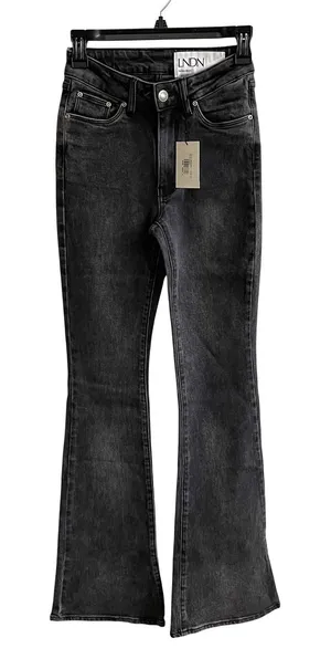LNDN Denim Flare Jeans Womens 24 Black Vintage Wash‎ Sustainable High Rise NWT thumbnail 1