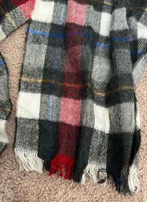 Cashmillion Red & Gray Plaid Cashmilon Acrylic Fringe Scarf Multiple thumbnail 3