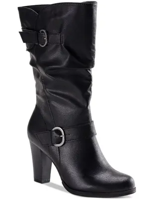 . Black Sachi Mid-Calf Block Heel Boots thumbnail 1