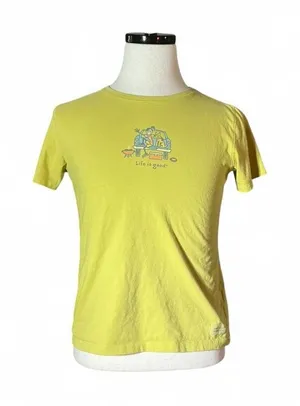 Life is Good Womens Relaxed Fit Yellow Graphic T‎ Shirt Size Small thumbnail 1