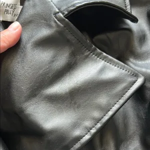 Princess Polly Black Cropped Leather Jacket thumbnail 4