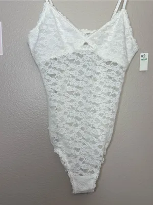Aerie new show off lace coquette bodysuit crème white summer sexy medium bride thumbnail 5