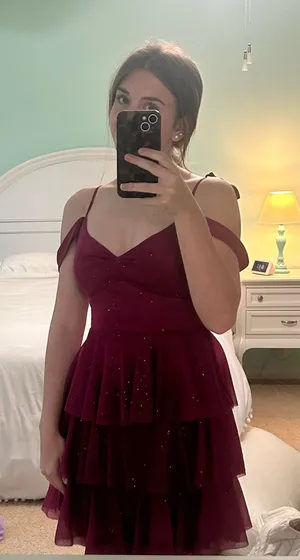 Crystal doll magenta shimmer dress small thumbnail 1