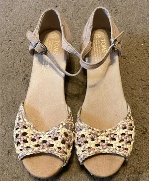 Womens Toms Stucco‎ Woven Platform Wedge Ankle Strap Sandals Size 7 thumbnail 1