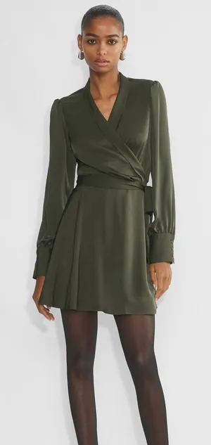 BABATON Hyde Wrap-Front Satin Mini Dress‎ thumbnail 1