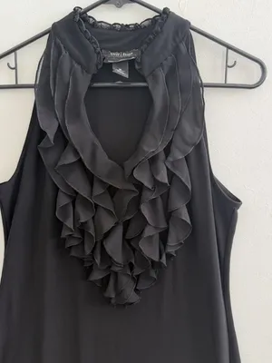 NEW White House Black Market Ruffle Halter Dress Black MEDIUM womens thumbnail 7