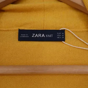 Zara Knit Women's Mustard Yellow Longline Belted Cardigan Sweater Size M thumbnail 2