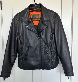 First Classics Leather Women's Black Leather Motorcycle Jacket Insulated Size L thumbnail 1