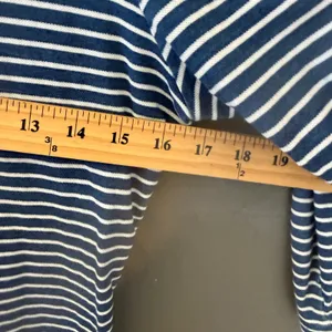 J. Mclaughlin M Navy Blue White Striped Cotton Long Sleeve Crew‎ Neck Tee Shirt thumbnail 4