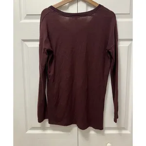 Wilfred Wilfred Burgundy Fragon V Neck Long Sleeve Lightweight Sweater Sz‎ S thumbnail 6