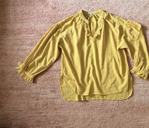 Jade Women’s M Mustard Yellow Ruffle Neck Textured Blouse thumbnail 2