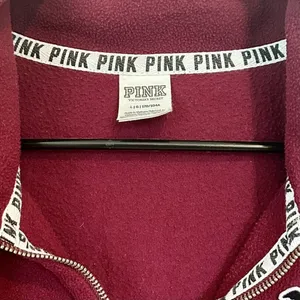 Victoria's Secret PINK Maroon Quarter Zip Fleece Sweater - Large thumbnail 2