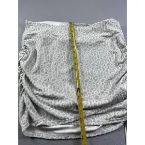 Halara High Waisted‎ Ruched Crossover Mini Skirt Animal Print White Silver Large thumbnail 6