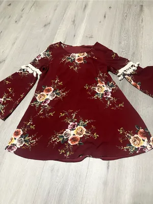 entro Maroon Floral Bell-Sleeve Blouse thumbnail 3