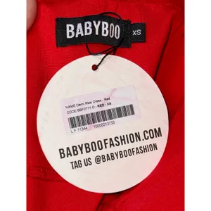 NWT Babyboo Demi Red Ruched Cowl Neck Slit Strapless Bodycon Maxi Dress Size XS thumbnail 14