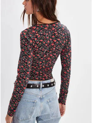 Free People Abundance Long Sleeve Top Black Floral Size Medium NWOT thumbnail 3