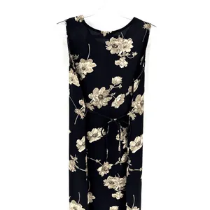 Vintage 90s black floral tie back maxi sleeveless dress sz 8 grunge alternative thumbnail 5