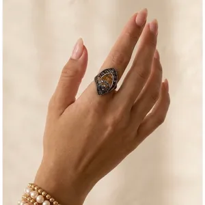 Vintage Style Cocktail Ring Silver thumbnail 2