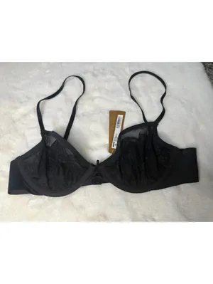 SKIMS Lace Demi Bra Onyx 34B NWT Sister Size 36a thumbnail 7