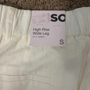 SO Cream Wide Leg Linen Pants White thumbnail 6