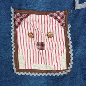 2000s Handmade Patchwork Denim Tote Bag Cottagecore Autumn Whimsy Thanksgiving thumbnail 7
