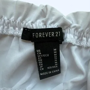Forever 21 Top Tank Crop White Ribbed thumbnail 2