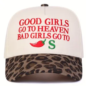 “Good Girls Go to Heaven, Bad Girls Go to Chilis” Trucker Hat Leopard SnapBack thumbnail 1