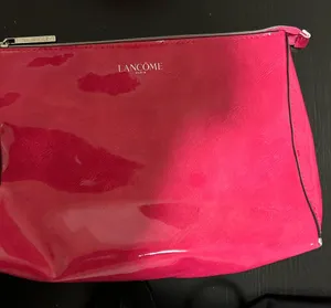 Vibrant Pink Glossy Cosmetic Bag with Zipper Closure— Mothers Day Gift thumbnail 1