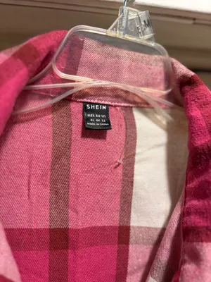 SHEIN pink plaid long sleeve faux flannel shirt, XL thumbnail 3
