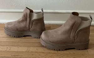 Taupe Suede Chelsea Platform Boots Brown Size 5.5 thumbnail 1