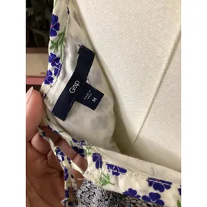 Gap Womens Blue White Floral Tiered Midi Dress Empire Waist Pockets Medium thumbnail 6
