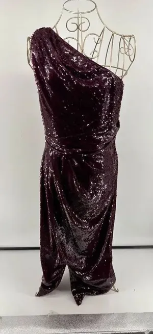 Kay Unger Alexia One Shoulder Sequin Midi Dress Size 4 Evening Cocktail thumbnail 1