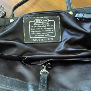 Coach Black Gunmetal Signature Stripe Tote 11098 Handbag Purse thumbnail 7