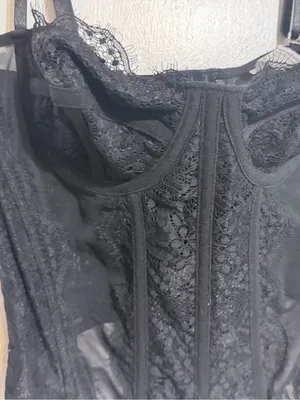 Black Lace Corset Bustier Top Size L thumbnail 2