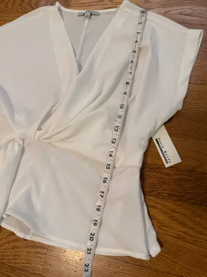 Haute Monde white Wrap Tie Peplum Top size L thumbnail 6