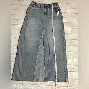 RSQ Women's Light Blue Denim Boho Minimalist Maxi Skirt thumbnail 6
