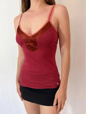 Vintage Abercrombie Red Embellished Elena Gilbert Tank Top thumbnail 5