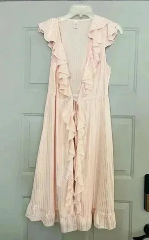 Victoria's Secret raffle kimono soft pink and rose gold color NNT BEAUTIFUL IN PERSON thumbnail 5