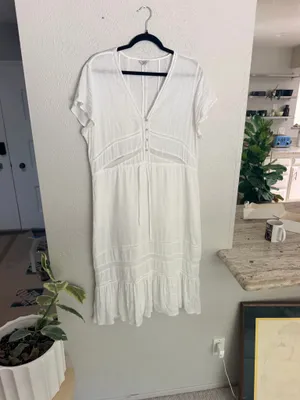 Rails white flowy tiered short sleeve cotton midi dress L. thumbnail 12