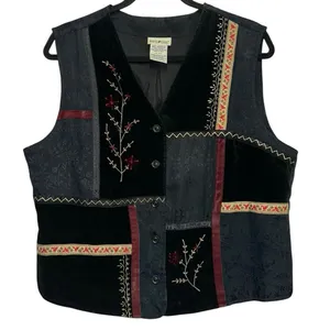 White Stag‎ Vintage Patchwork Embroidered Vest Boho Cottagecore Large thumbnail 1