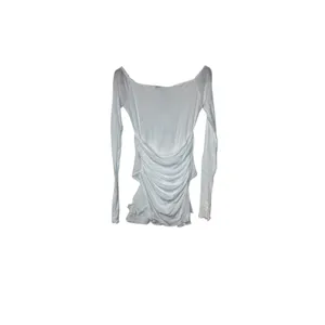 Zara Women‎ Top Semi Sheer Layered Boatneck Long Sleeve White Cotton Small NWT thumbnail 11