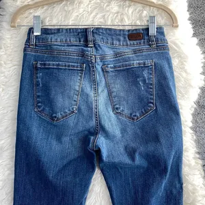 Enjean Denim Co Blue Denim Jeans Distressed Skinny Raw Hem Y2k Grunge Mallcore thumbnail 6