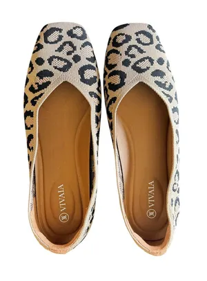 VIVAIA - Margot 2.0 Leopard Knit Square Toe Ballet Flats Sz 7.5 EU 38.5 thumbnail 1