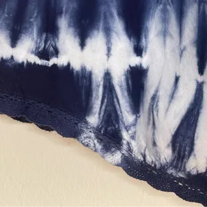 Knox Rose | Blue & White Tie-Dye Lace Accented Sleeveless Top | Large thumbnail 9