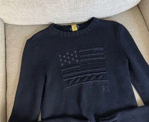 Ralph Lauren Rare navy polo jumper knit navy flag sweater thumbnail 1