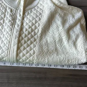 Anthropologie Saturday/Sunday Mission Ivory Quilted Lace Bomber Zip-up Jacket L thumbnail 10